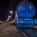 Eisenbahnwaggons blue view